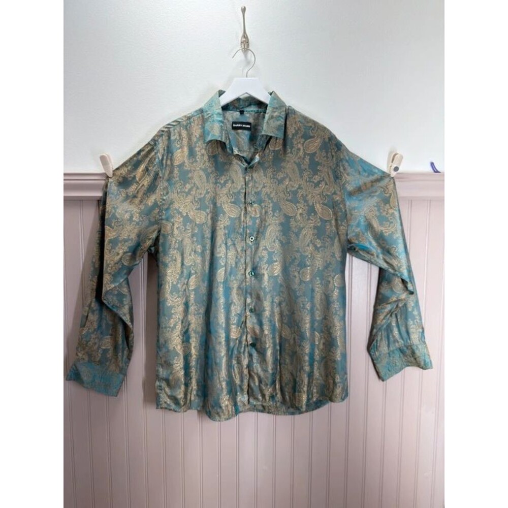 Barry.Wang 2XL Paisley Long Sleeve Button Down Shirt